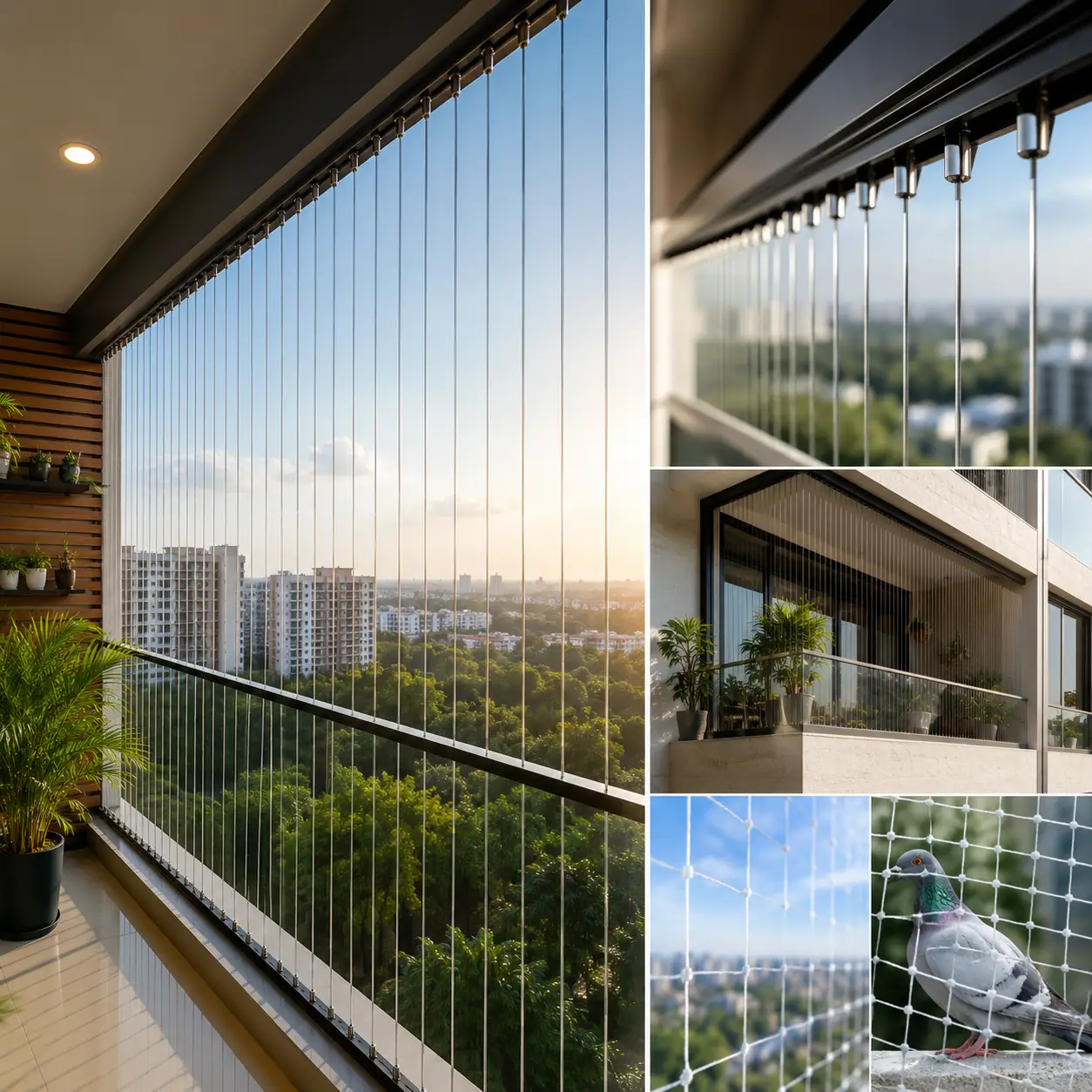 Invisible grill installed on a Pune balcony